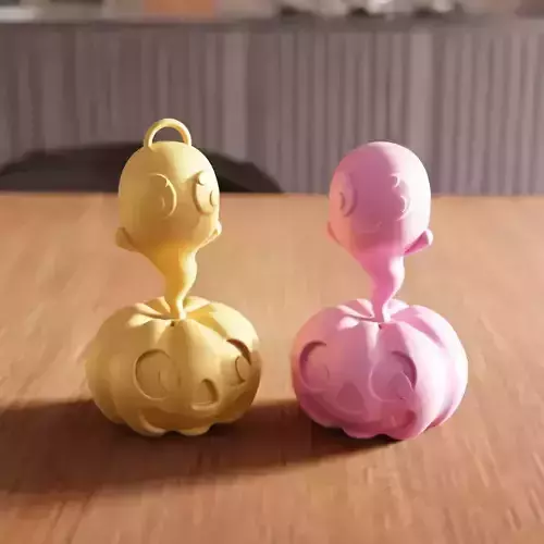 Pumpkin and Cute Ghost STL File - 172