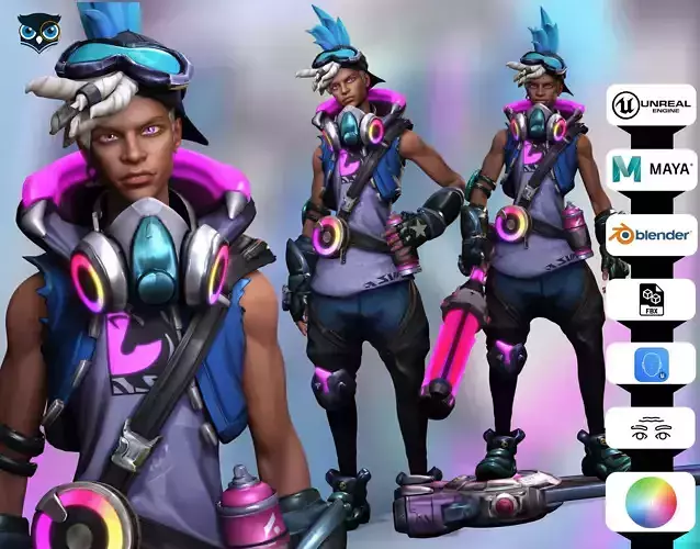 ChromaCrash Ekko - League of Legends Low-poly 3D model ChromaCrash Ekko - League of Legends Low-poly 3D model