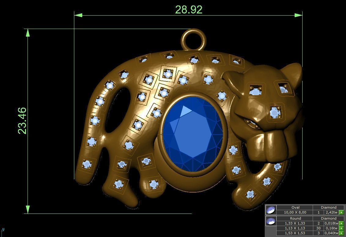 lion neckalce  3D print model_1