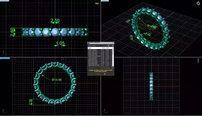 Round Diamond U-Prong Set Eternity Wedding Band 3D print model Round Diamond U-Prong Set Eternity Wedding Band 3D print model