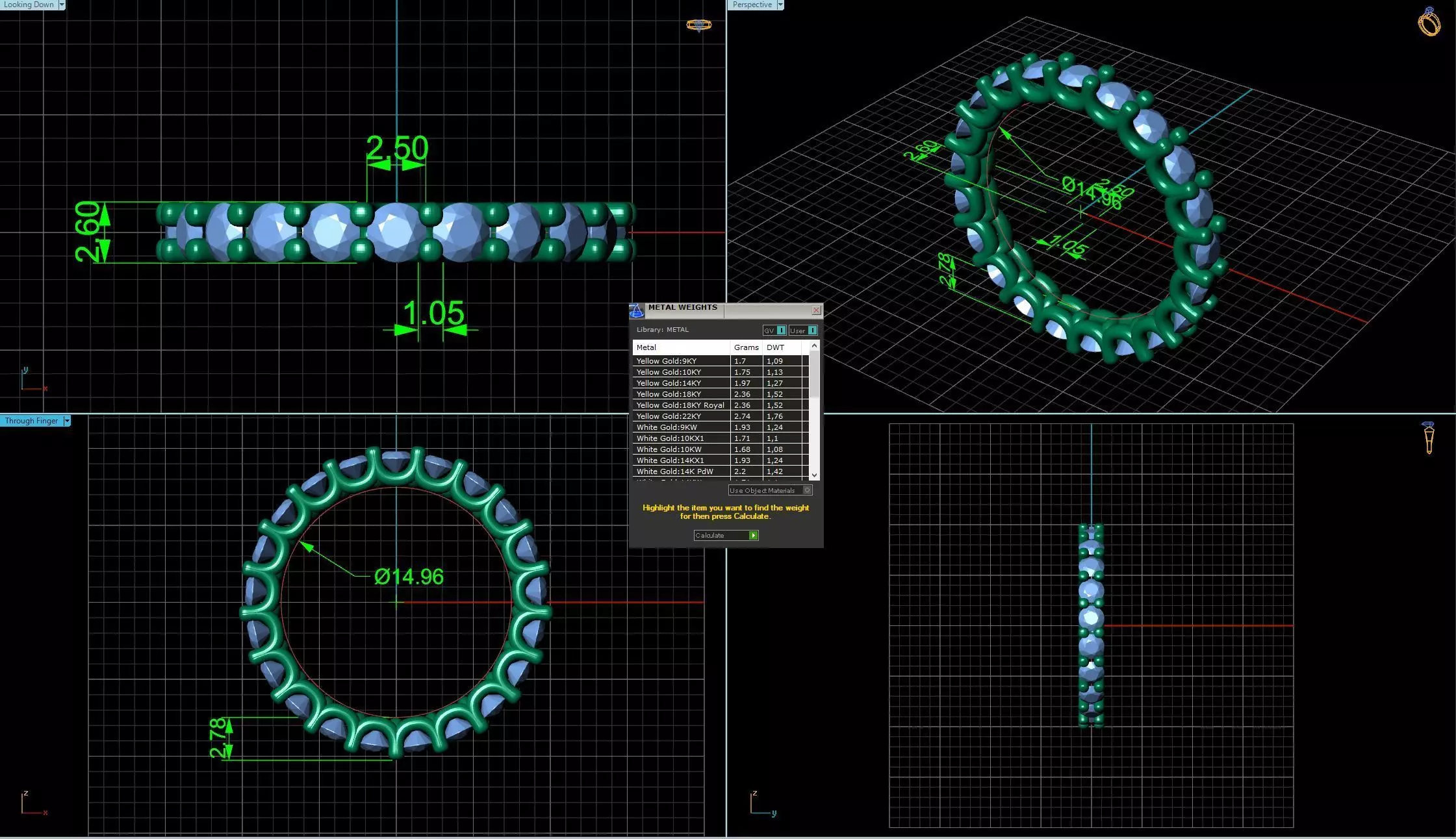 Round Diamond U-Prong Set Eternity Wedding Band 3D print model_0