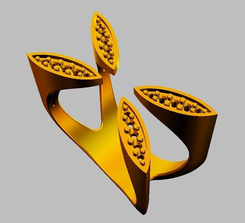 Diamond Open Ring 3D print model_14