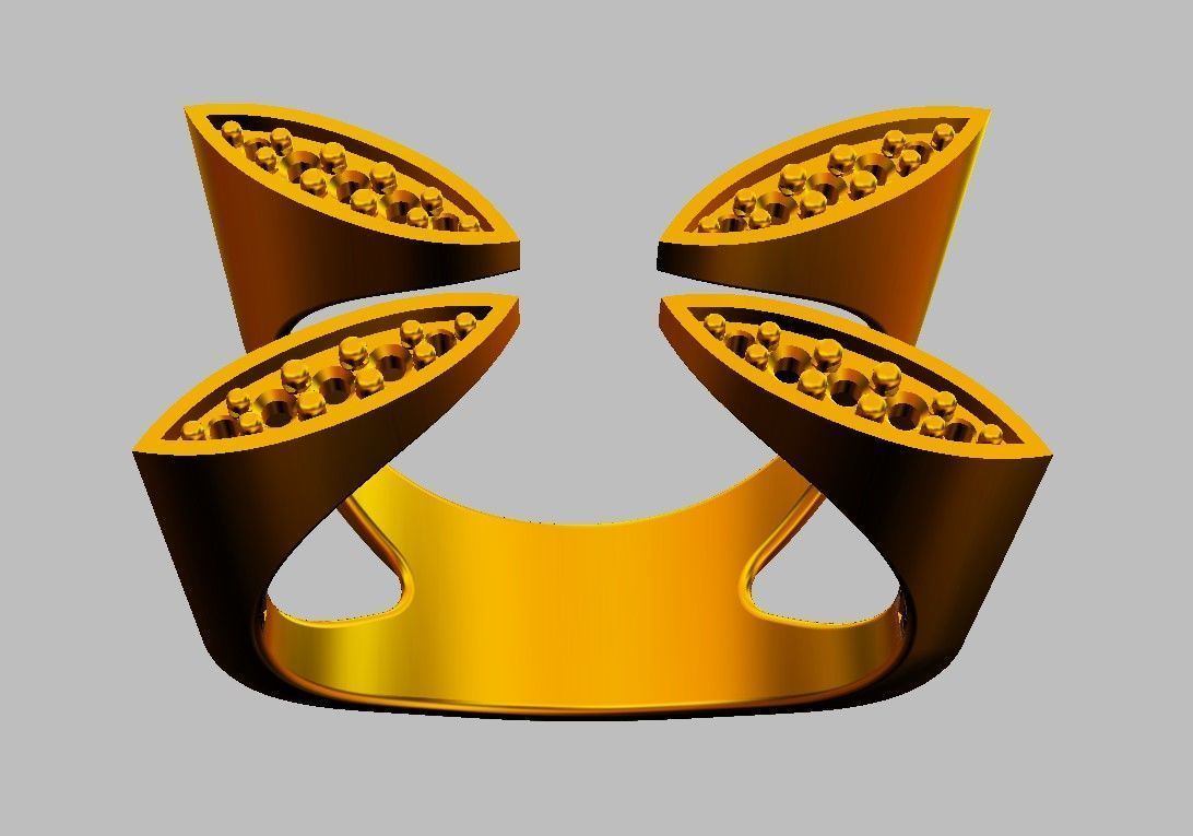 Diamond Open Ring 3D print model_19