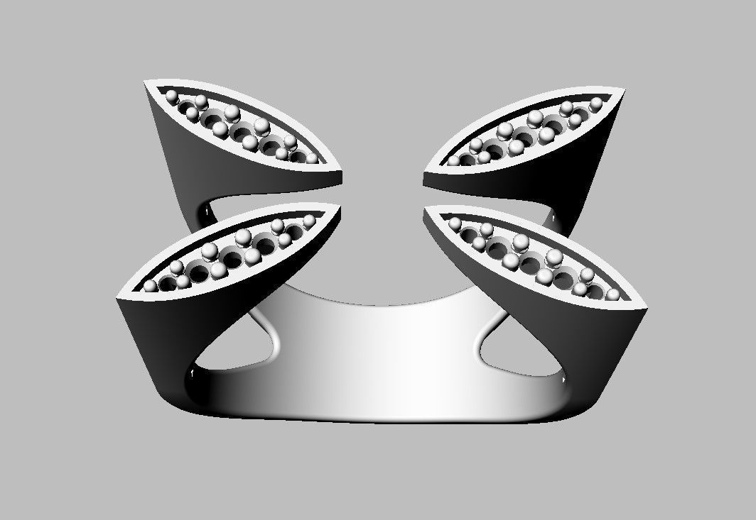 Diamond Open Ring 3D print model_7