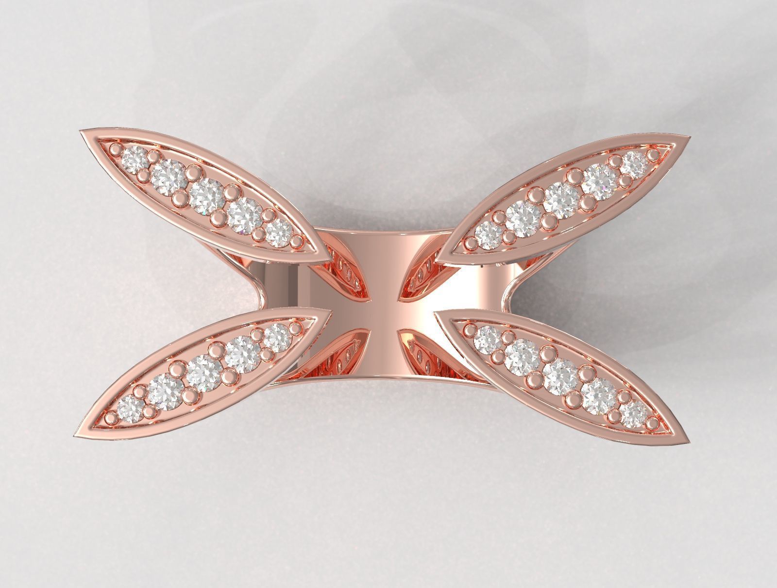 Diamond Open Ring 3D print model_3