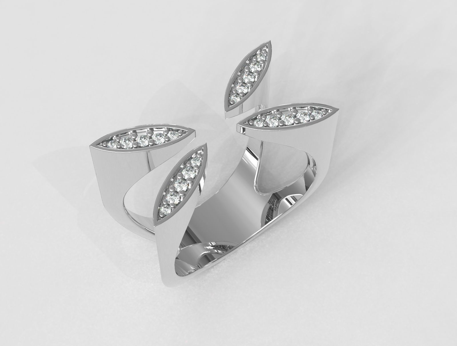 Diamond Open Ring 3D print model_2