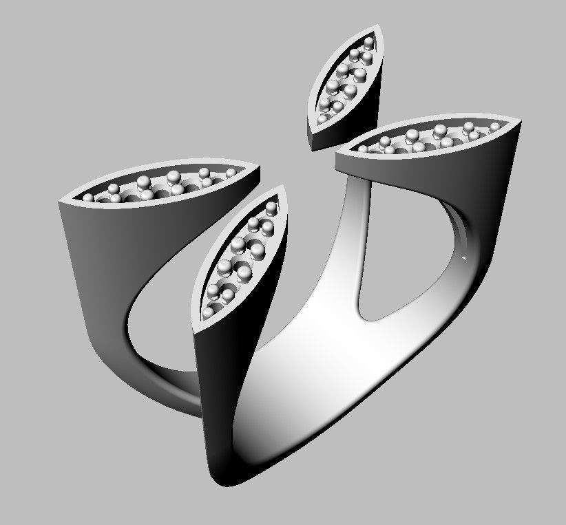 Diamond Open Ring 3D print model_8