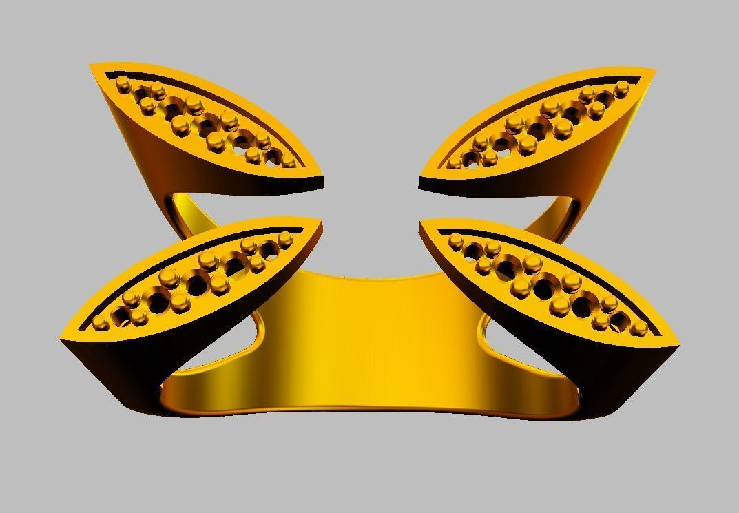 Diamond Open Ring 3D print model_13