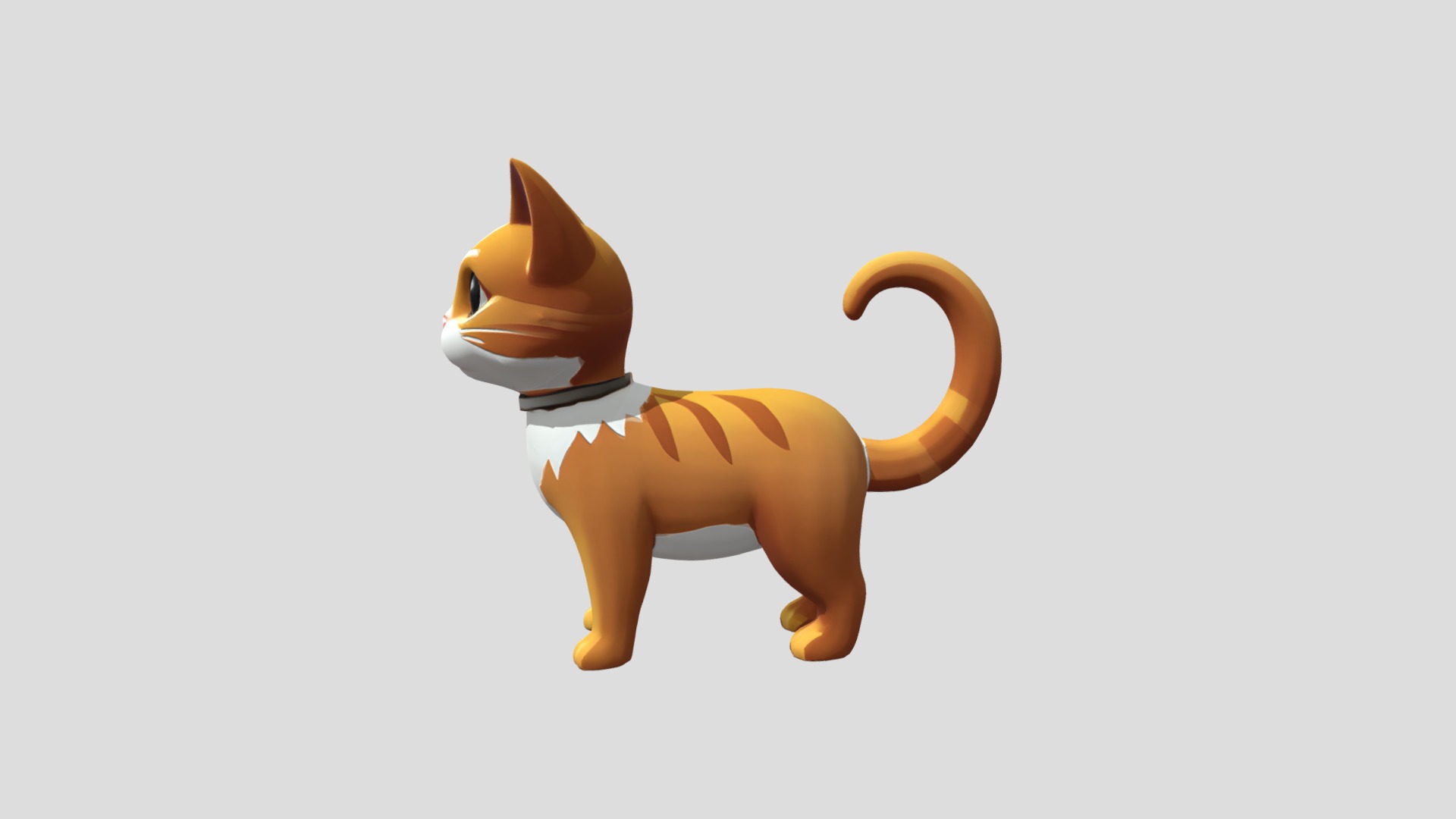 Cute cartoon cat with stripes Low-poly 3D model_3