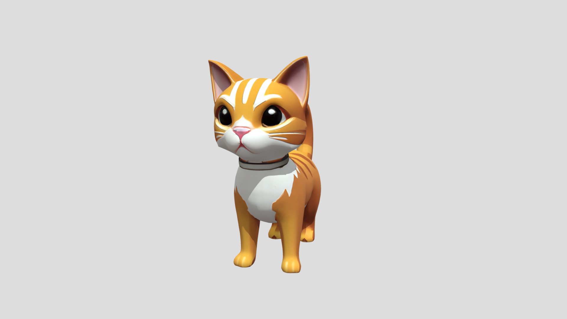 Cute cartoon cat with stripes Low-poly 3D model_4
