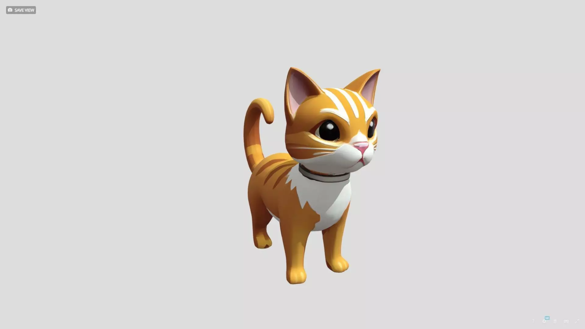 Cute cartoon cat with stripes Low-poly 3D model_0