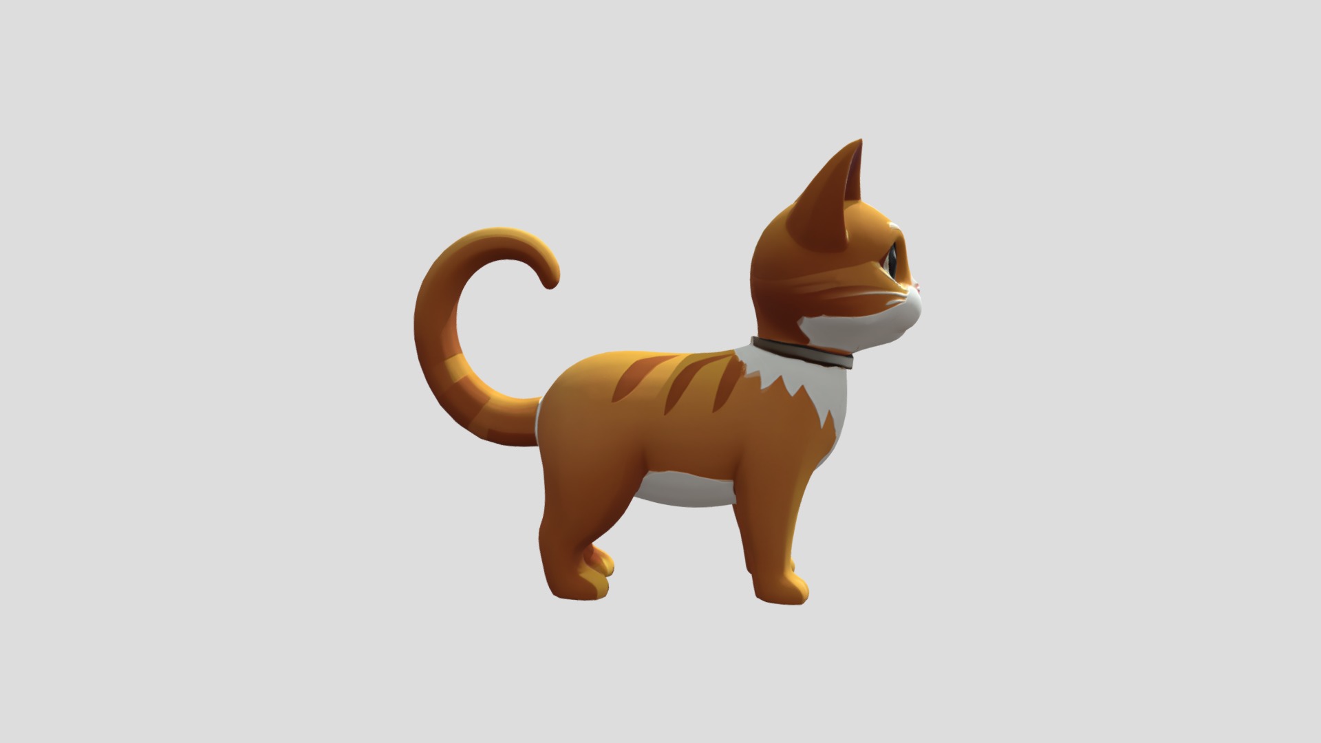 Cute cartoon cat with stripes Low-poly 3D model_6