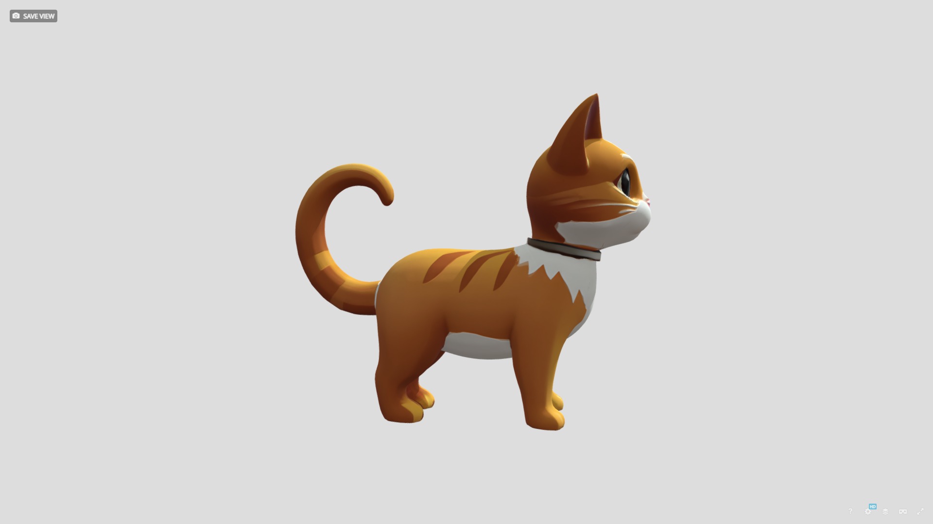 Cute cartoon cat with stripes Low-poly 3D model_1