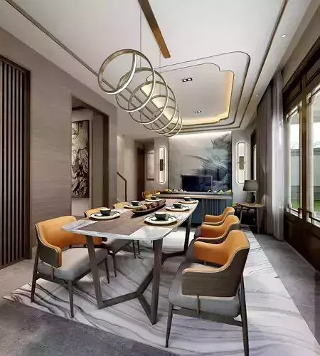 Modern dining room kitchen interior