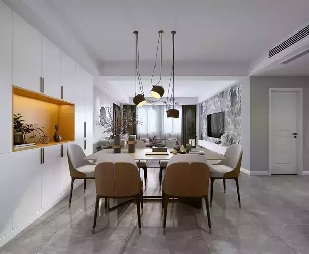 Modern dining room kitchen interior