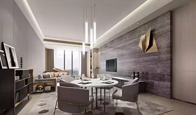 Modern dining room kitchen interior