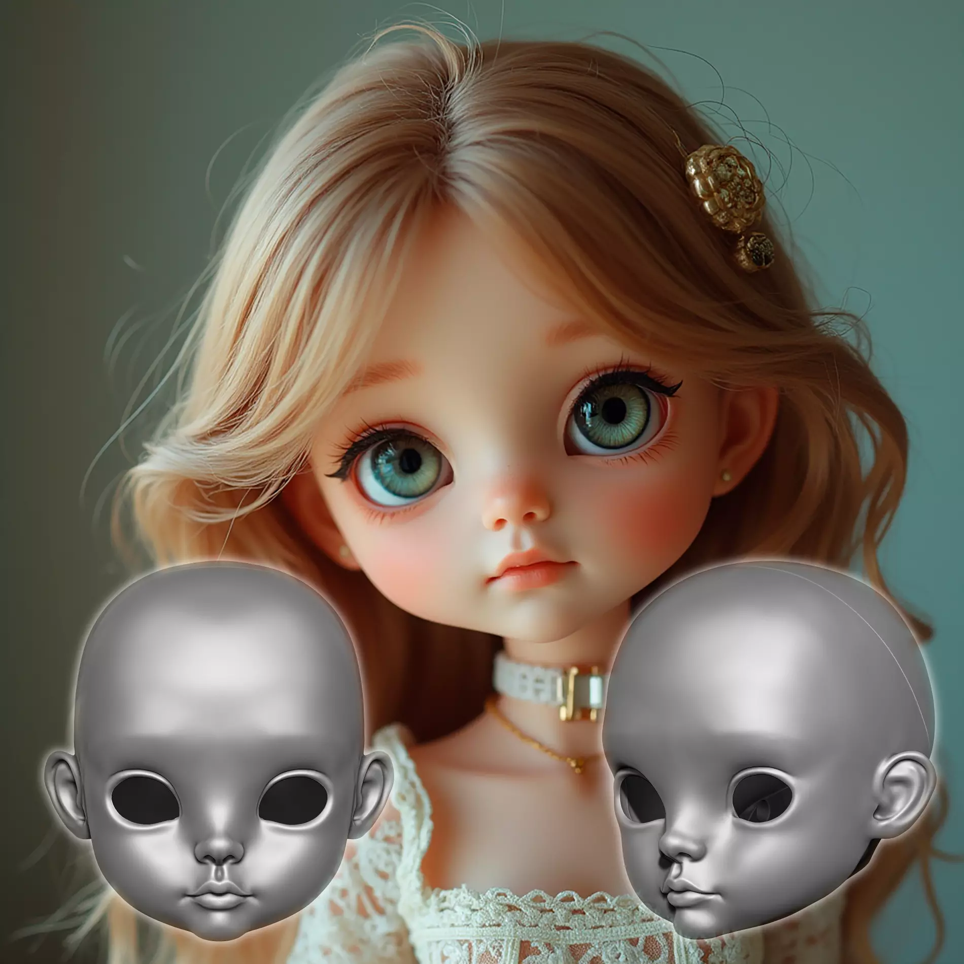 Agatha - Adorable BJD doll head BJD Head Doll 3D print model