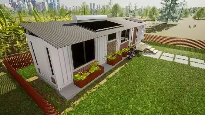 Container House 1 Bedroom Interior and Exterior Model