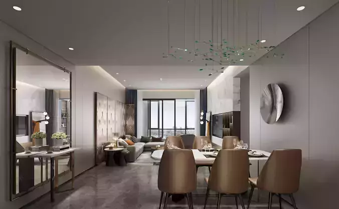 Modern dining room kitchen interior