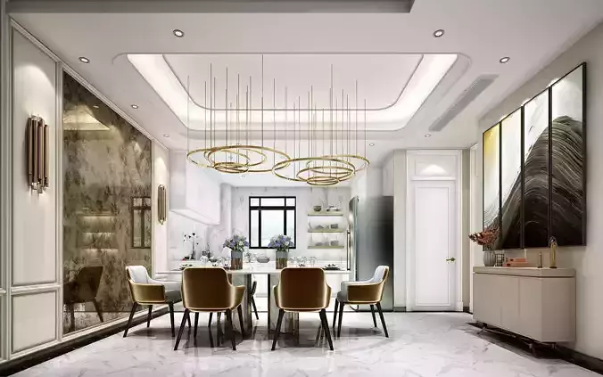 Modern dining room kitchen interior