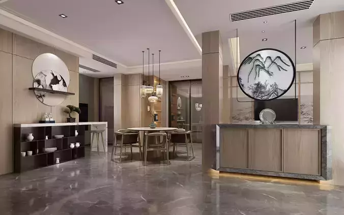 Modern dining room kitchen interior