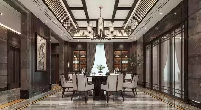 Modern dining room kitchen interior