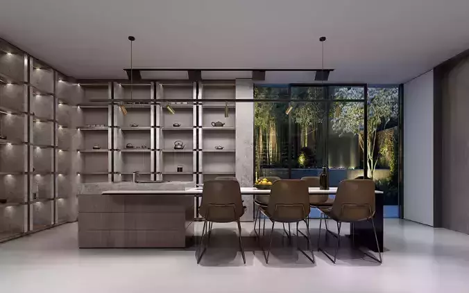 Modern dining room kitchen interior
