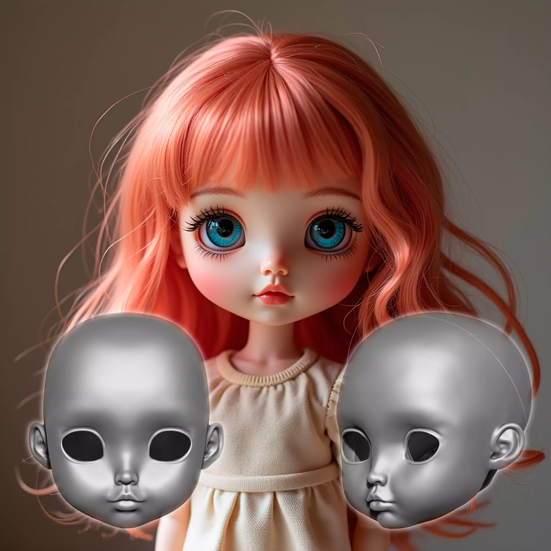 Arya - head by TinyHeadsStudio TinyHeadsStudio BJD Head Doll 3D print model_0