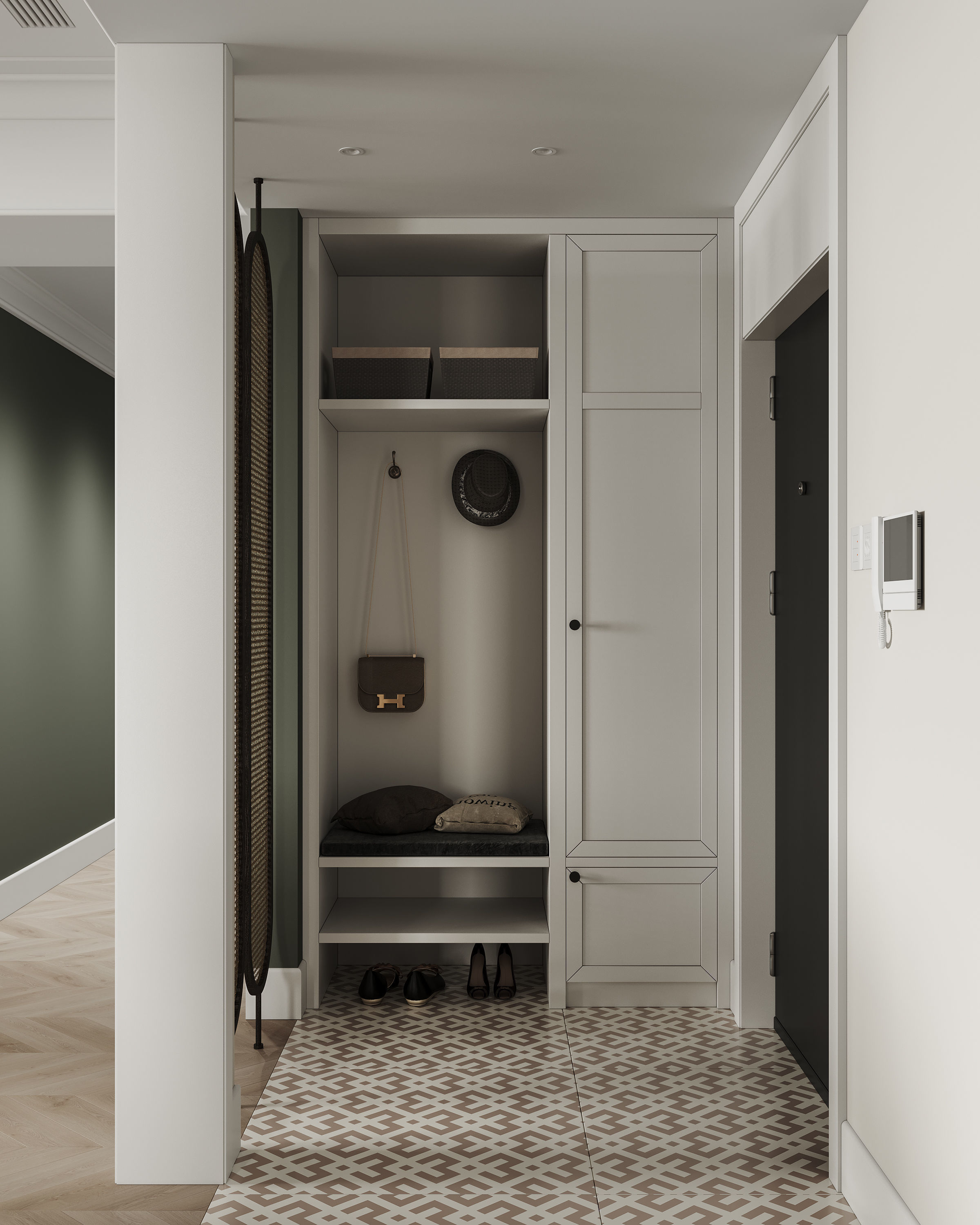 Modern dining room kitchen interior 3D model_4