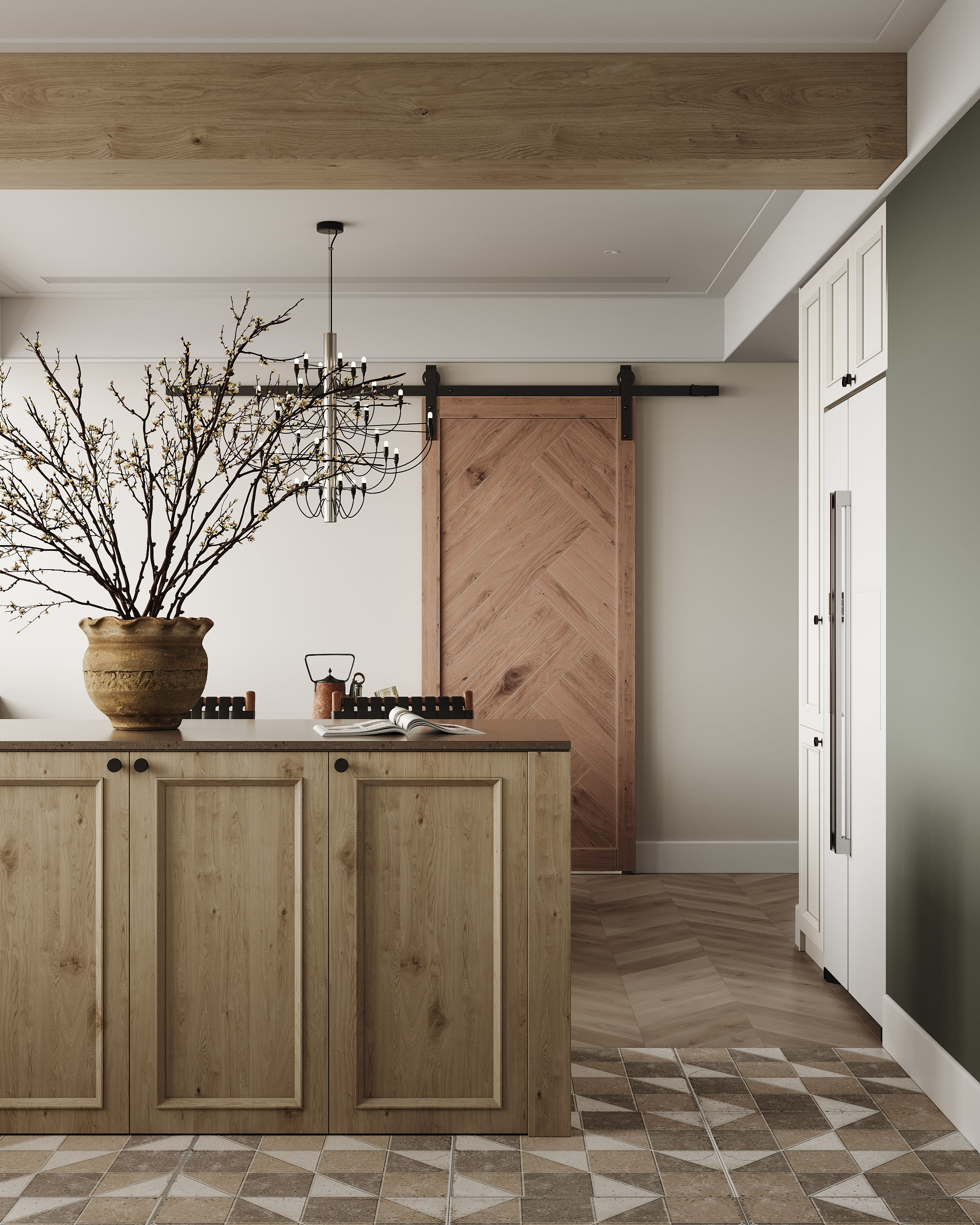 Modern dining room kitchen interior 3D model_6