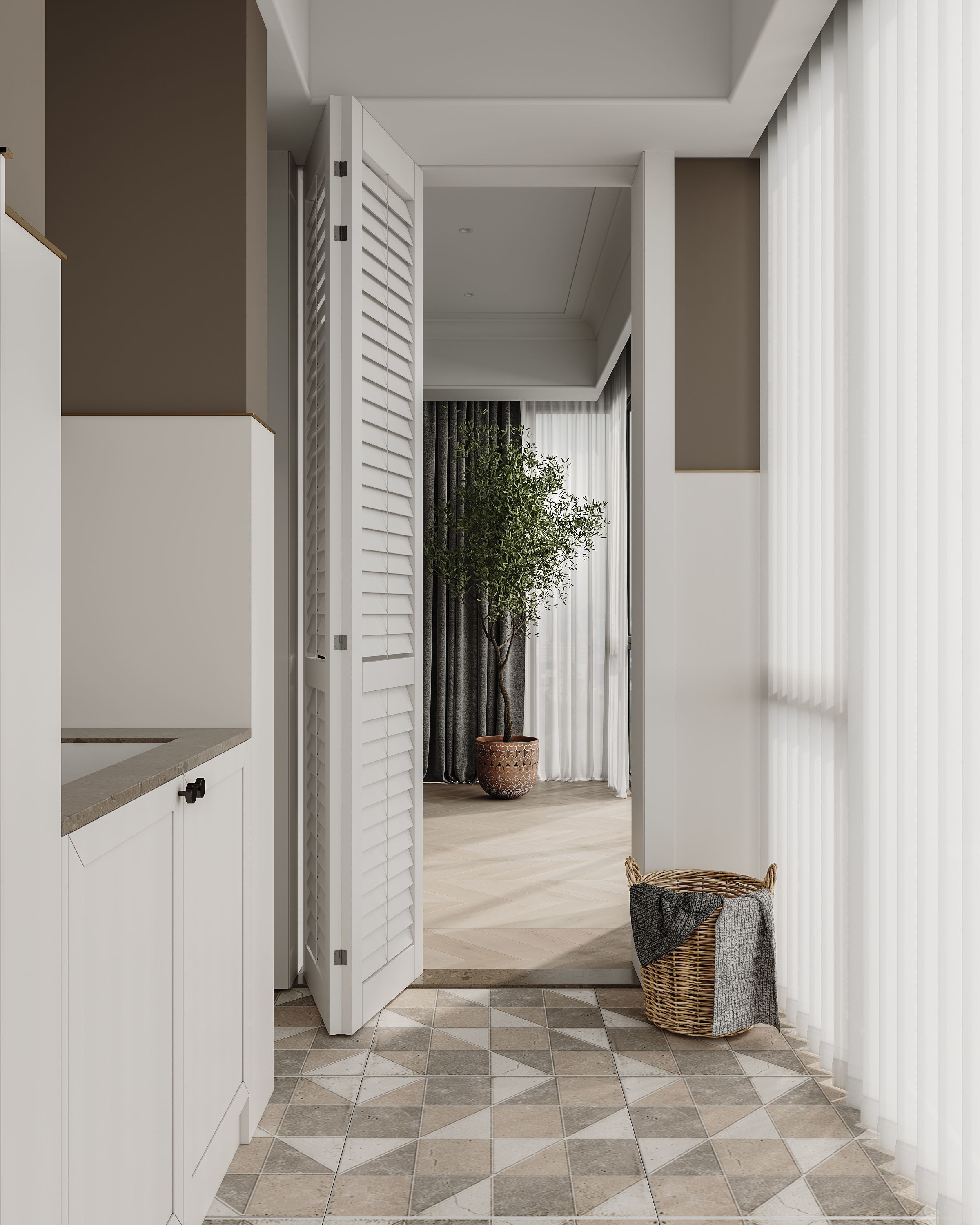 Modern dining room kitchen interior 3D model_5