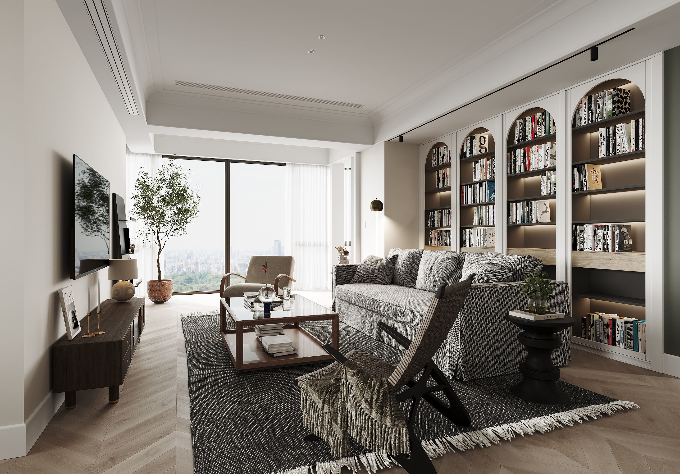 Modern dining room kitchen interior 3D model_1