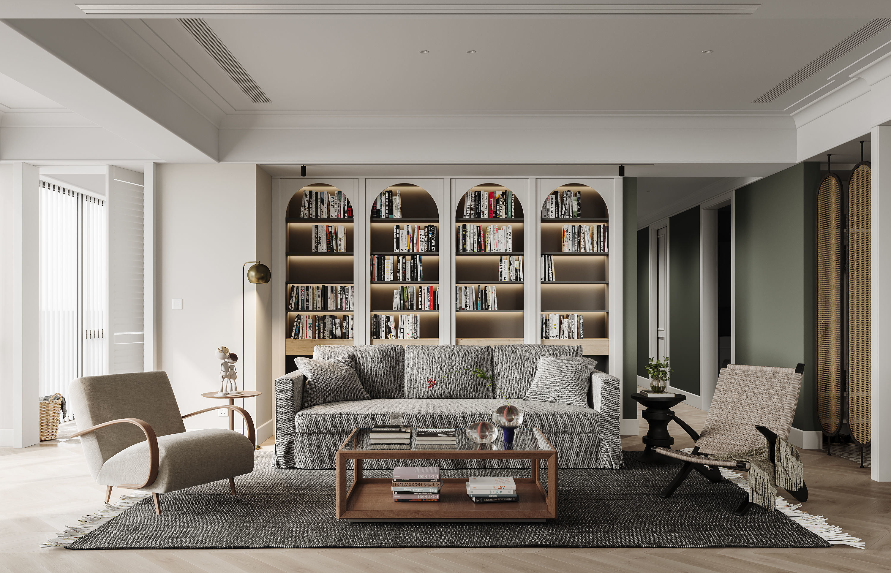 Modern dining room kitchen interior 3D model_9