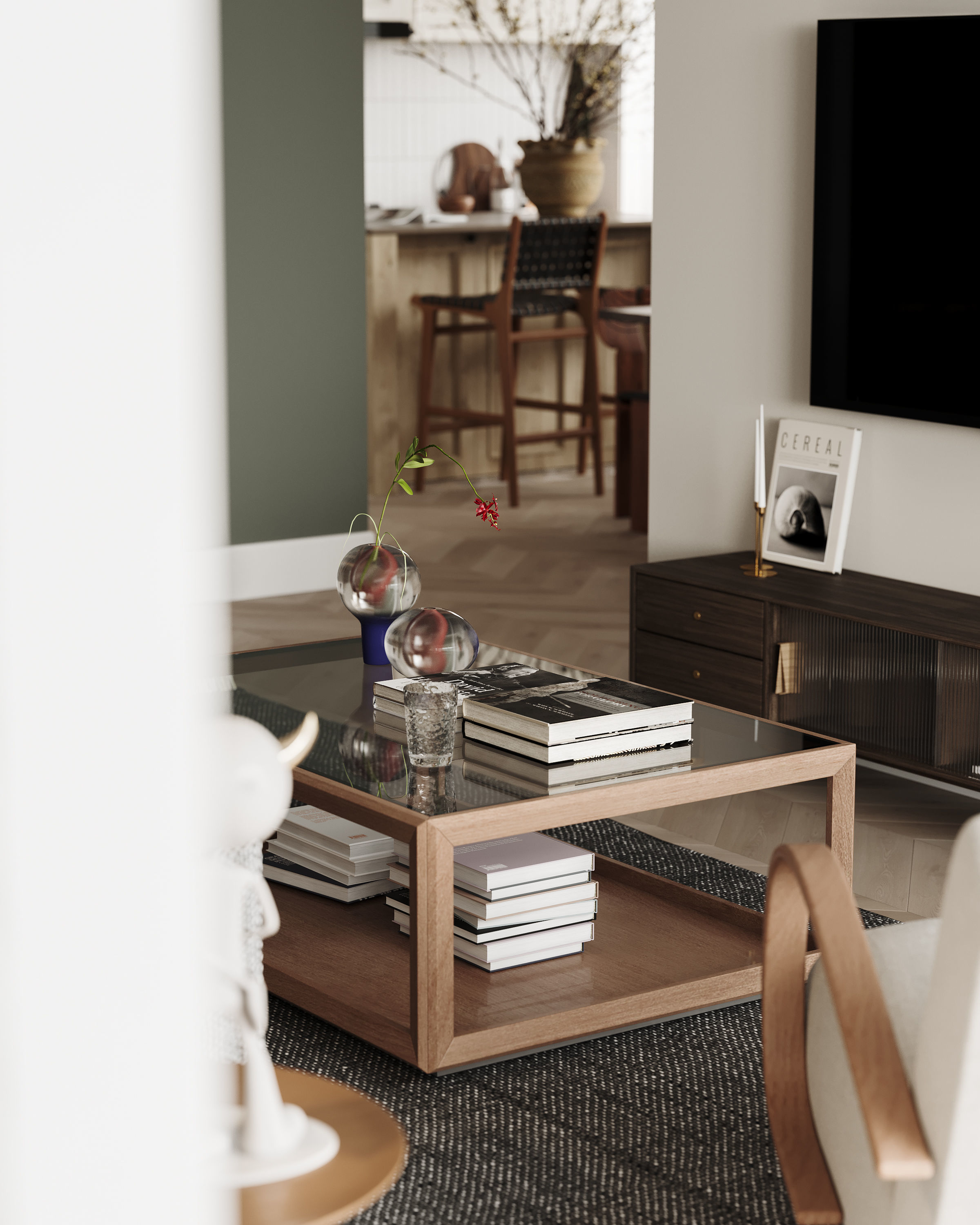 Modern dining room kitchen interior 3D model_2