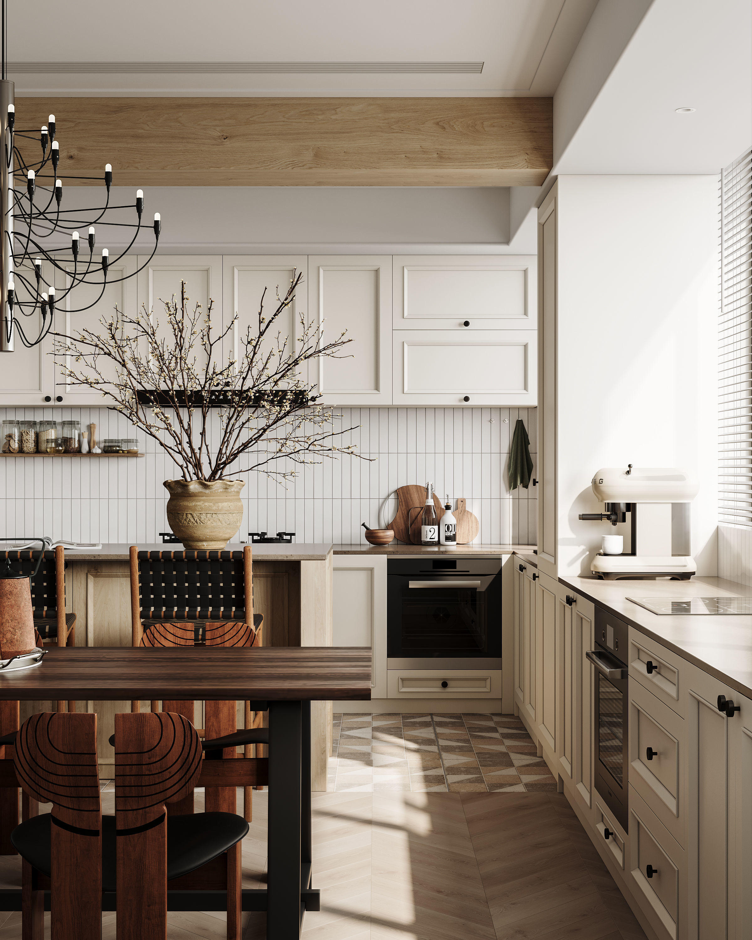 Modern dining room kitchen interior 3D model_8