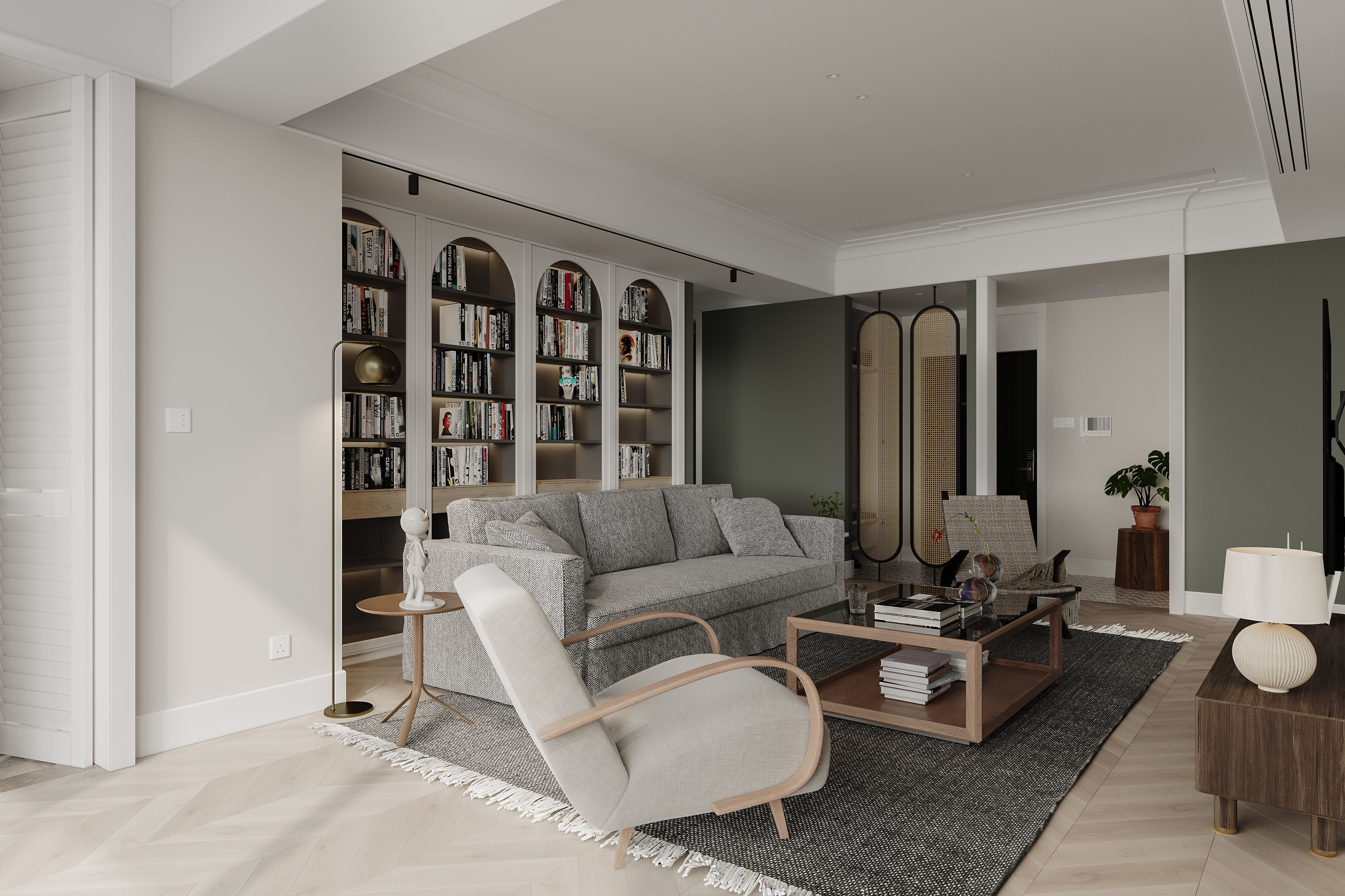 Modern dining room kitchen interior 3D model_3