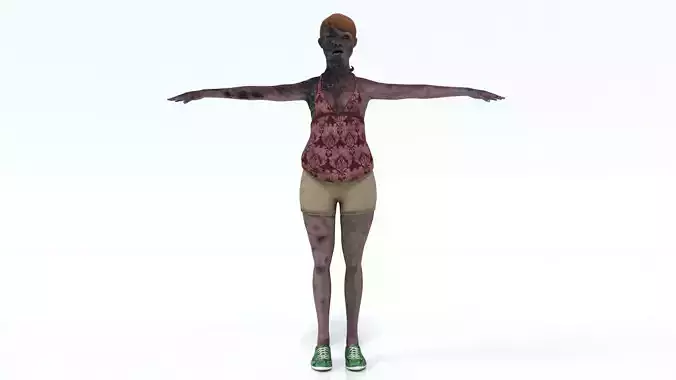 laos Black Female Zombie Low-poly 3D model