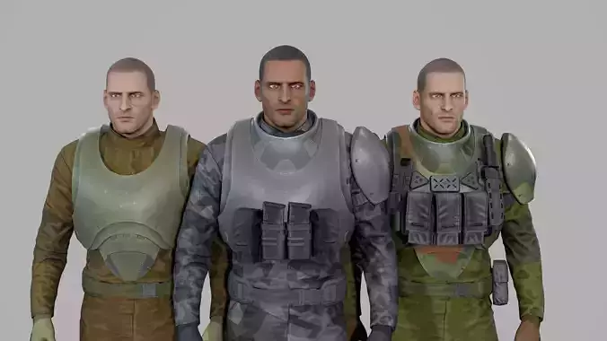 Sci-fi Trooper Low-poly 3D model