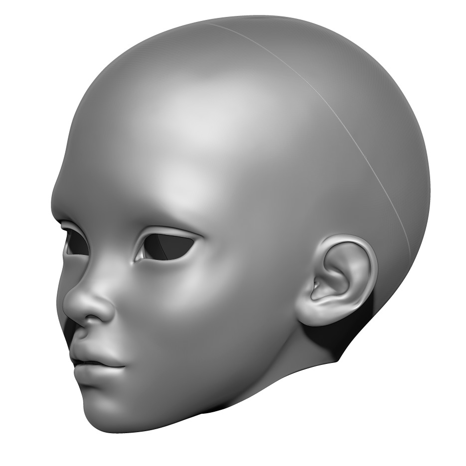 cheekbones forehead hair neck teeth smile cheeks tongue 3D print model_2