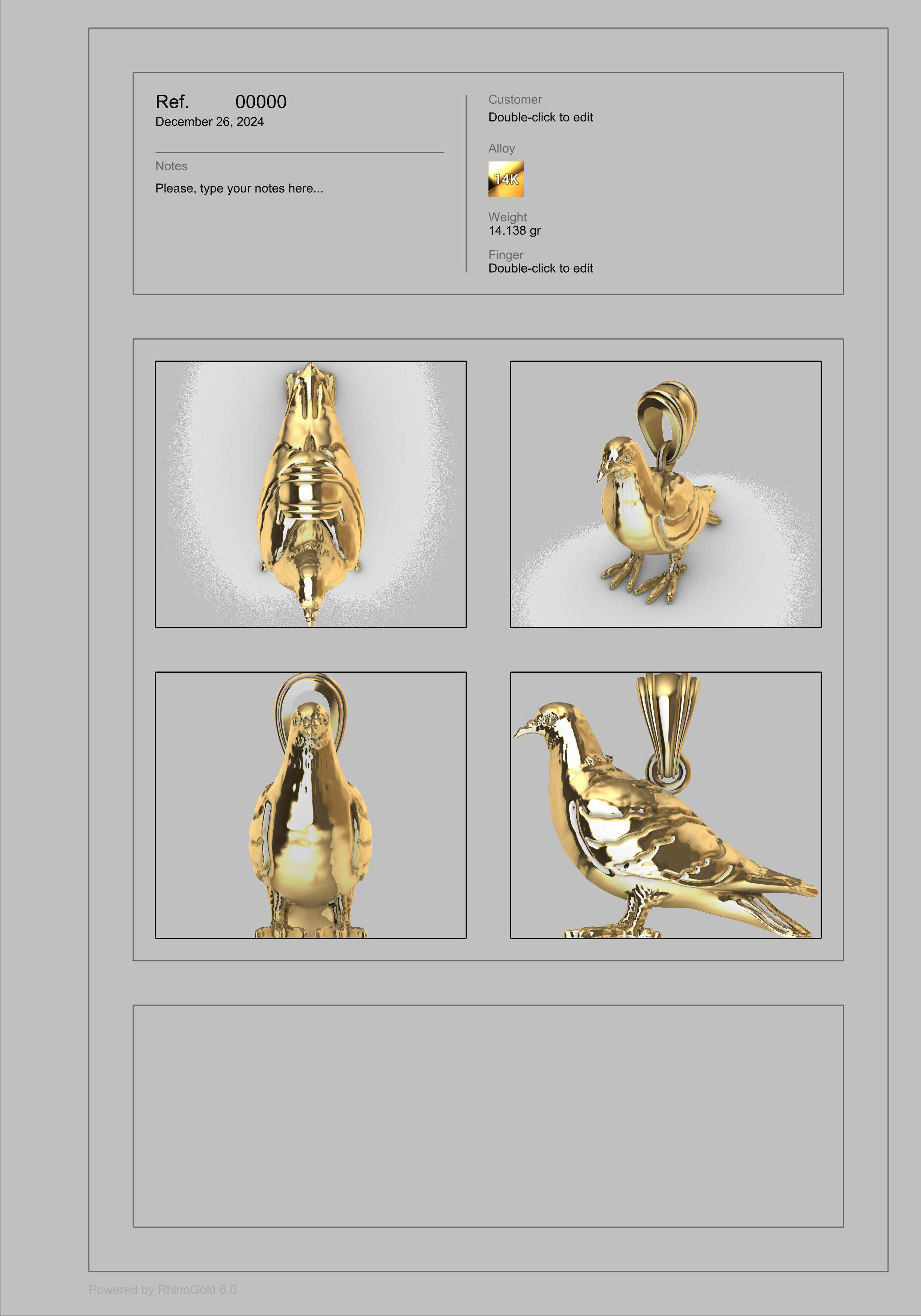 Dove pendant pigeon 3D print model_30