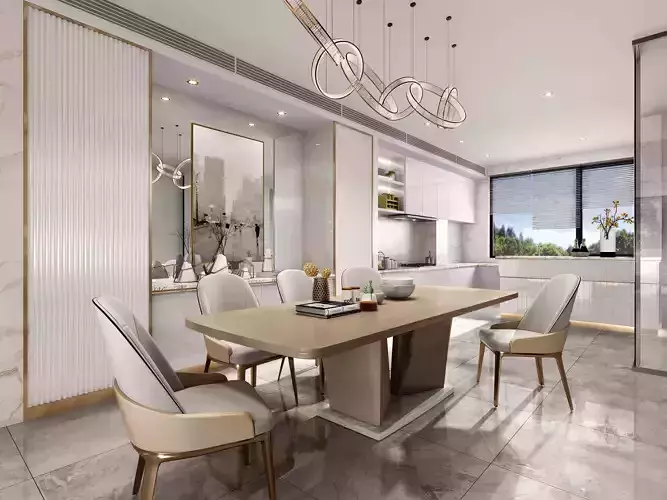 Modern dining room kitchen interior