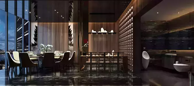 Modern dining room kitchen interior