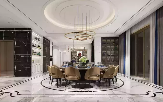 Modern dining room kitchen interior