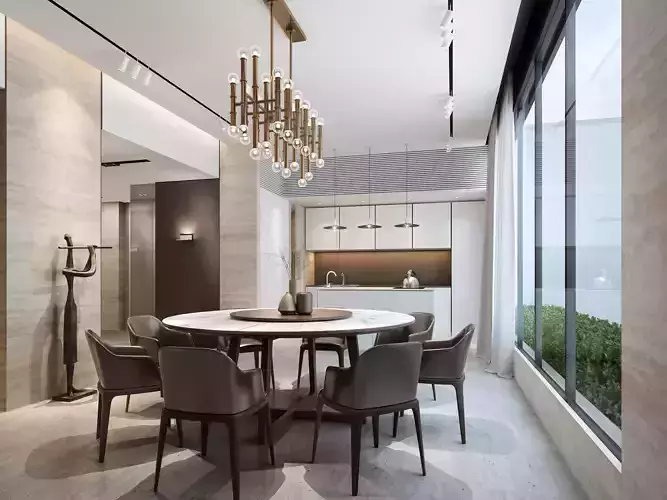 Modern dining room kitchen interior