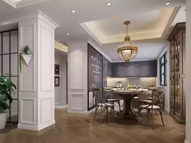 Modern dining room kitchen interior