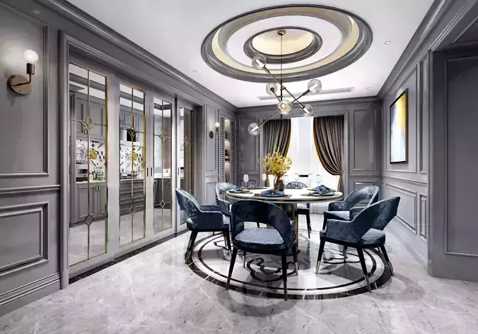 Modern dining room kitchen interior