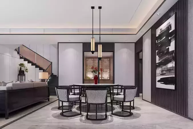 Modern dining room kitchen interior
