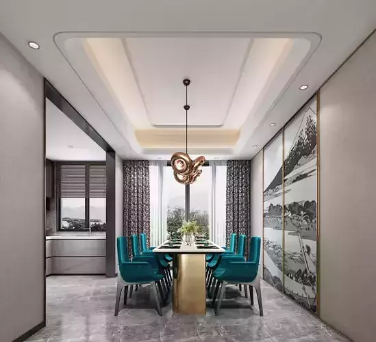 Modern dining room kitchen interior