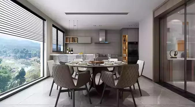 Modern dining room kitchen interior