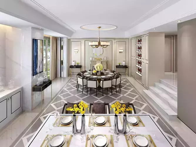 Modern dining room kitchen interior